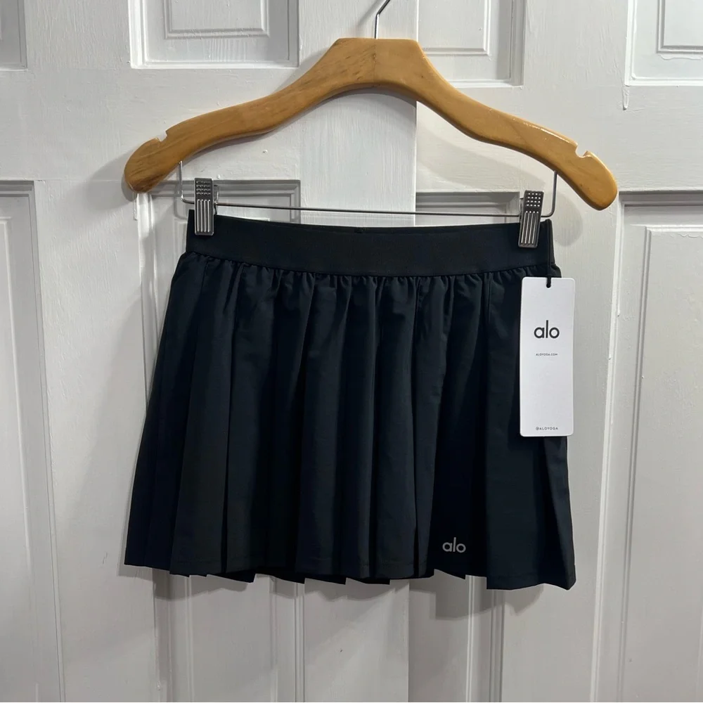 🆕Alo🎱 Varsity Tennis Skirt Color Black Sz Small